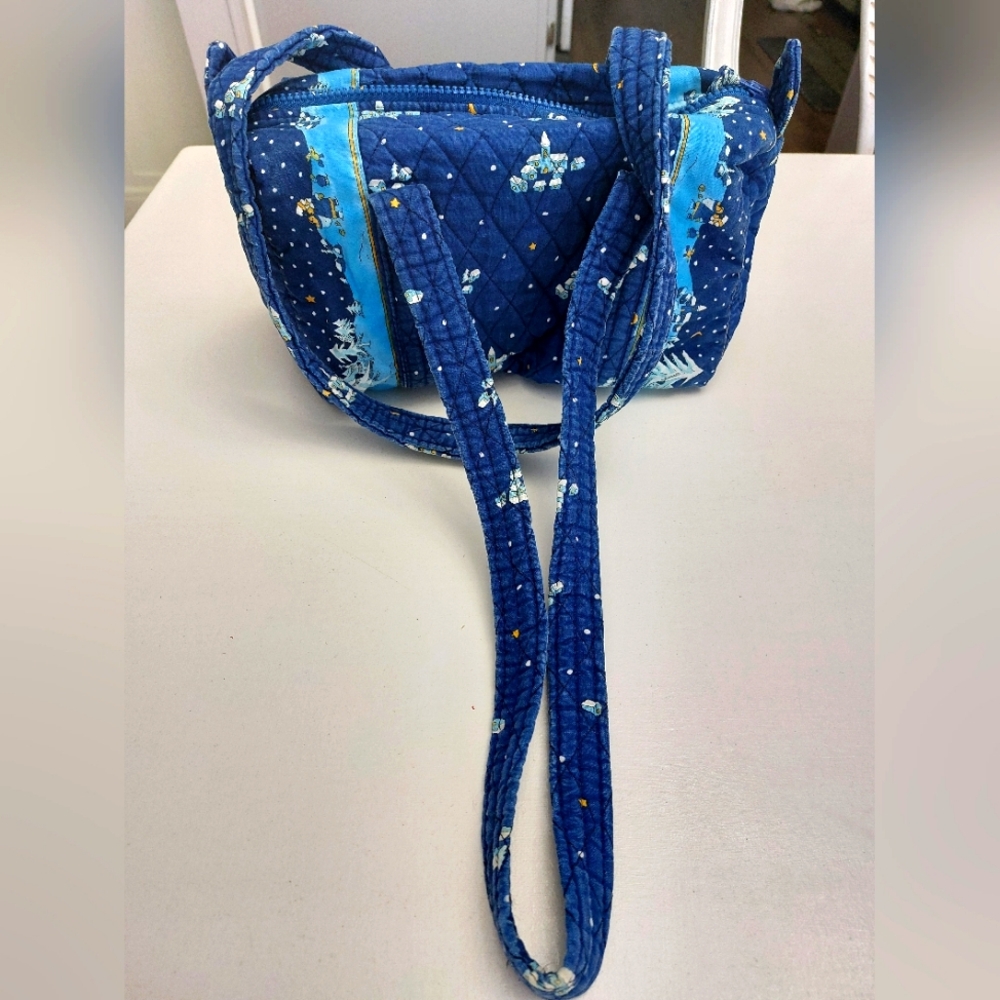 Vera Bradley Vintage Classic 100 Handbag Blue Holiday Christmas 1997